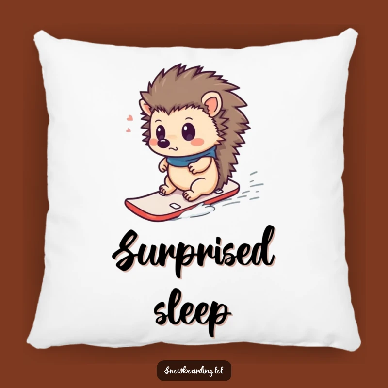 Funny Hedgehog Snowboard Pillow: Cozy Surprised Rider Cushion - The Ultimate Funny Gift!