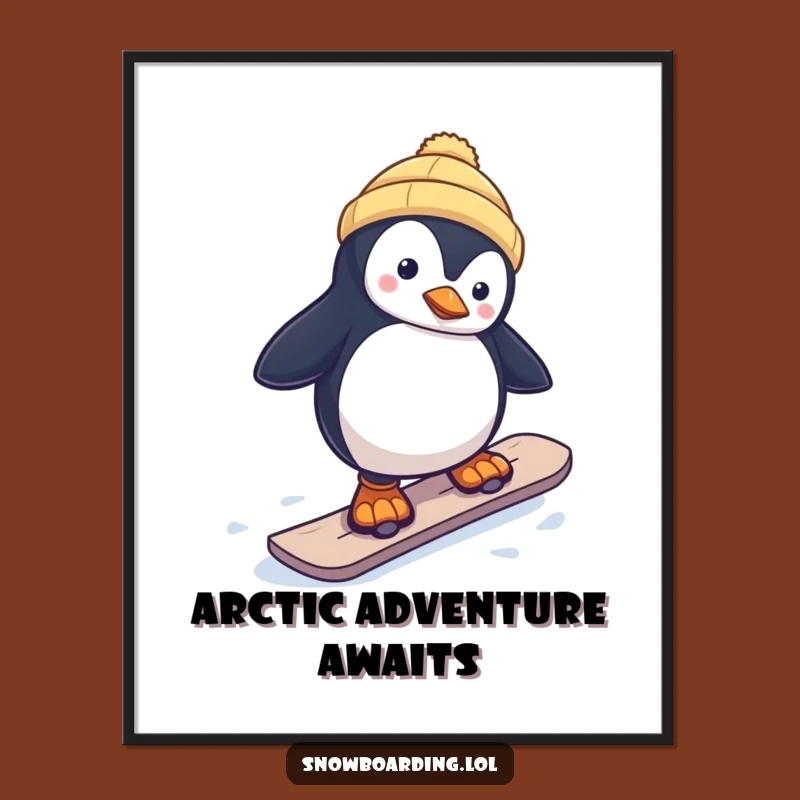 Funny Penguin Snowboarder Digital Art: Instant Laughs for Your Space