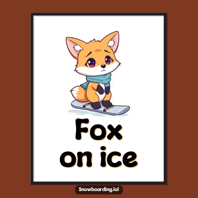 Funny Fox Digital Art, High-Quality Confused Snowboarder Print for Instant Humor