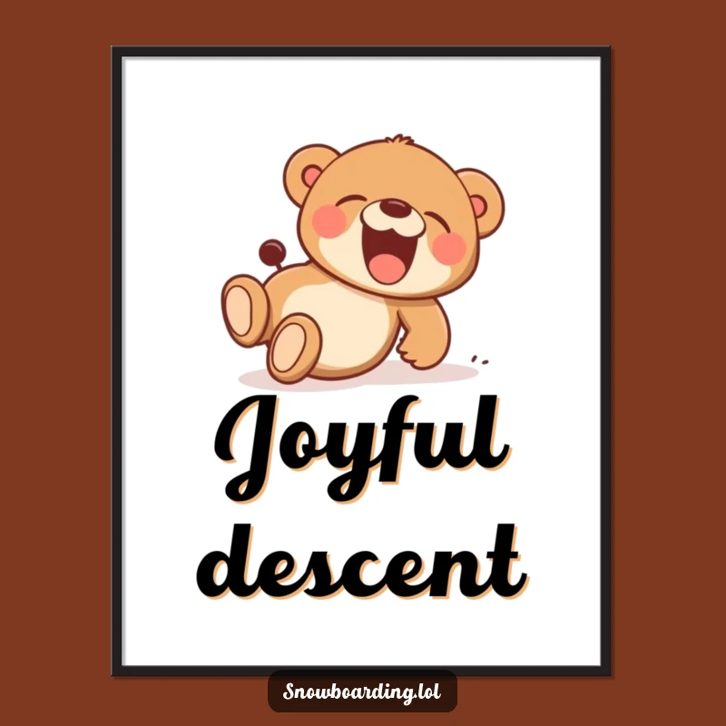 Funny Bear Cub Tumble Digital Art: Instant Joyful Decor, Hilarious Gift