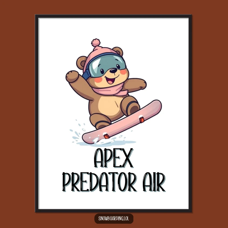 Funny Bear Snowboarding Digital Art: Instant Epic Gift for Walls
