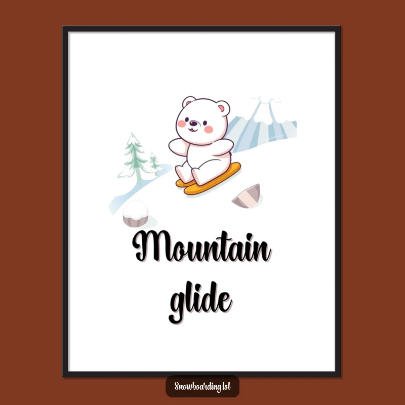 Funny Bear Snowboarding Digital Art: Instant Winter Joy for Your Walls