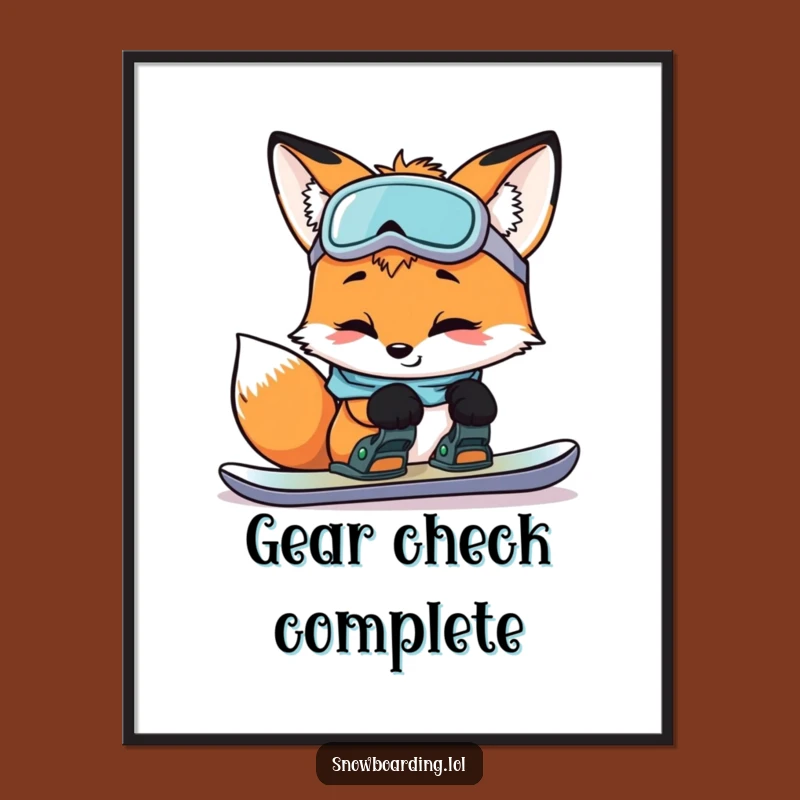 Funny Curious Fox Snowboard Digital Art: Instant Clever Wall Decor Download