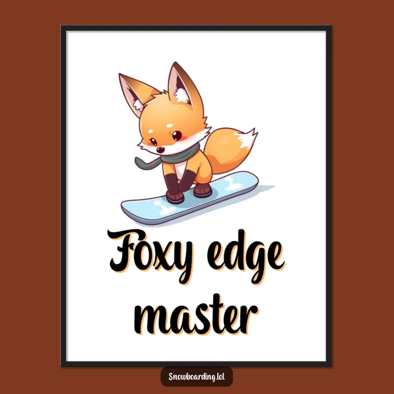 Funny Curious Fox Snowboard Digital Art Print - Instant Thoughtful Decor