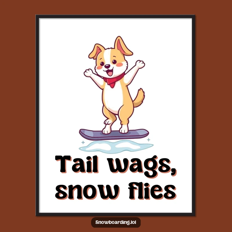 Funny Dancing Dog Snowboard Digital Print: Instant Hilarious Decor & Perfect Gift!