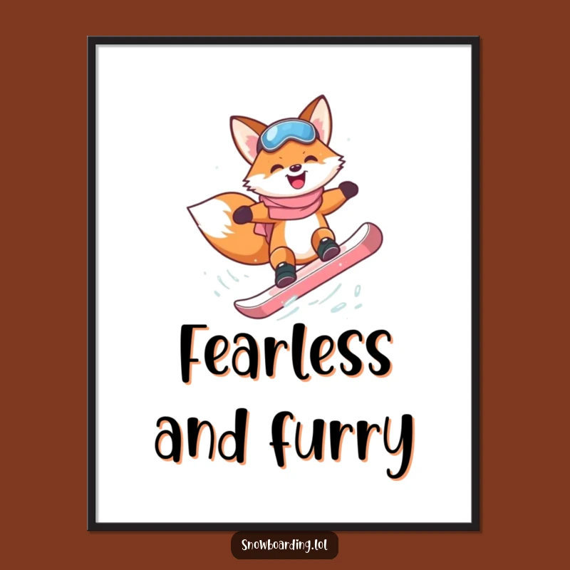Funny Fox Snowboarder Digital Art: Radical Tricks for Instant Gift