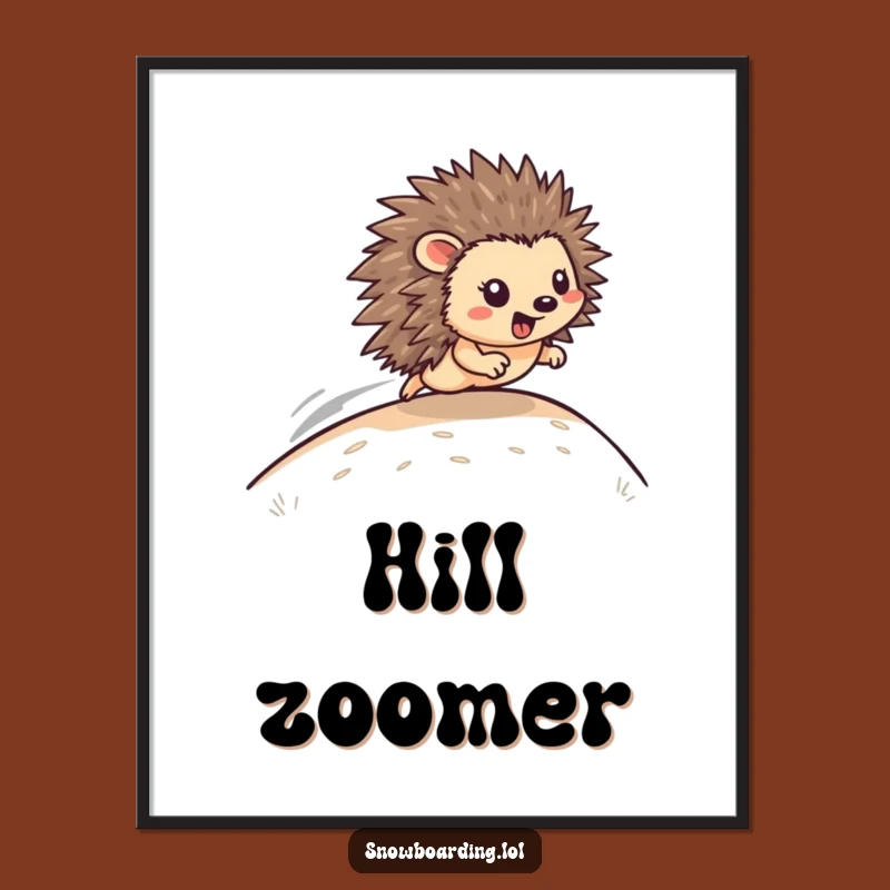 Funny Hedgehog Hill Racer Digital Art: Zooming Downhill Fun, Unique Funny Gift!