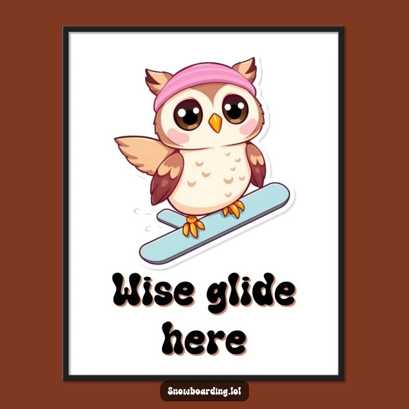 Funny Owl Snowboard Digital Art: Beaming Rider Download - Instant Funny Gift!