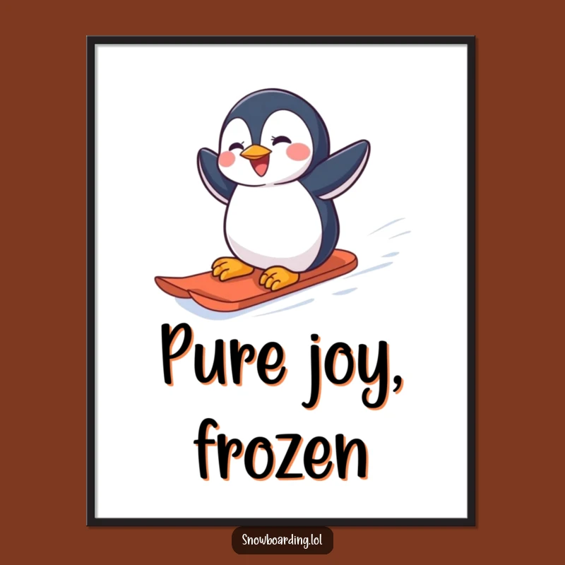 Funny Penguin Snowboarder Digital Art: Joyful Winter Fun for Instant Gift