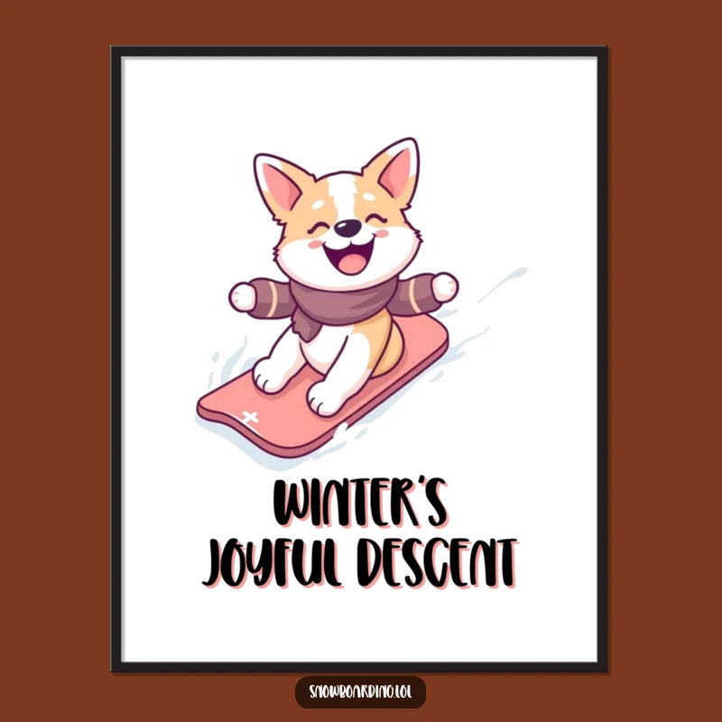 Funny Snowboarding Dog Digital Art: Instant Winter Cheer