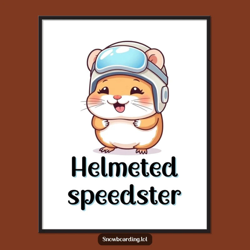 Funny Hamster Snowboarder Digital Art: Giggling Adventure Art, Unique Funny Gift!