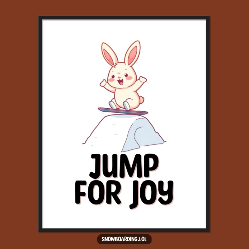 Funny Snowboard Bunny Digital Art: Instant Cheerful Winter Wall Decor