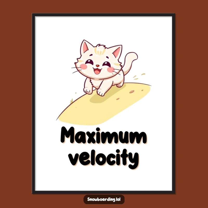 Funny Cat Speeding Digital Art Print, Fast Feline Decor, Hilarious Pet Wall Art