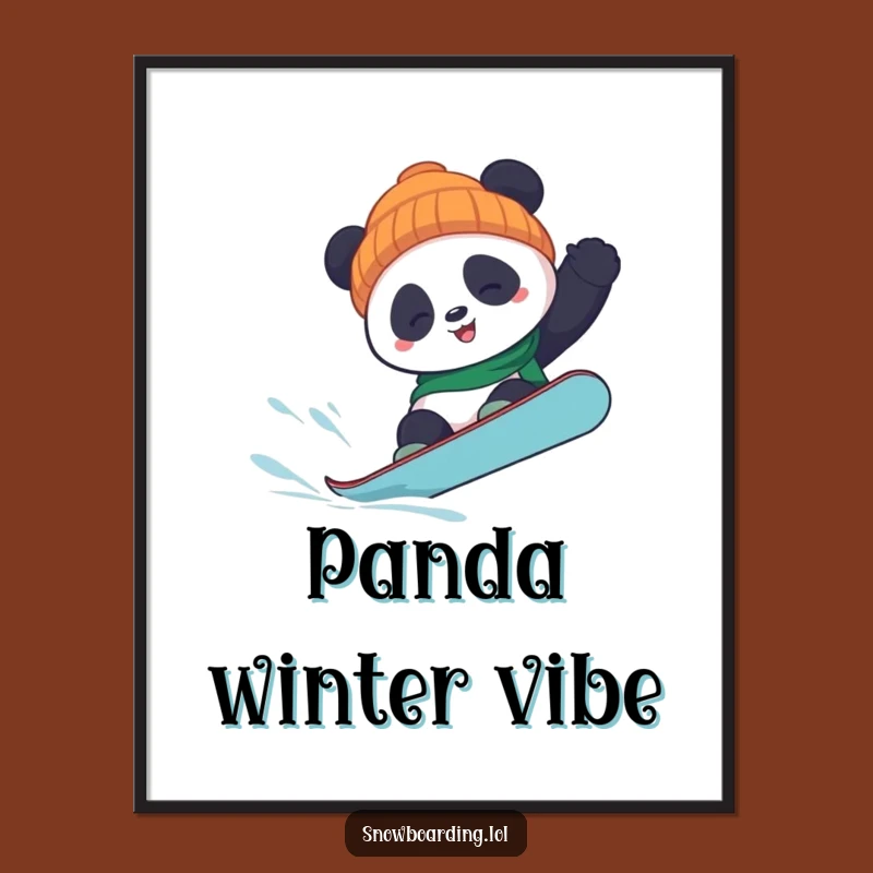 Funny Panda Snowboard Flip Digital Art Print - Instant Hilarious Decor for Your Space