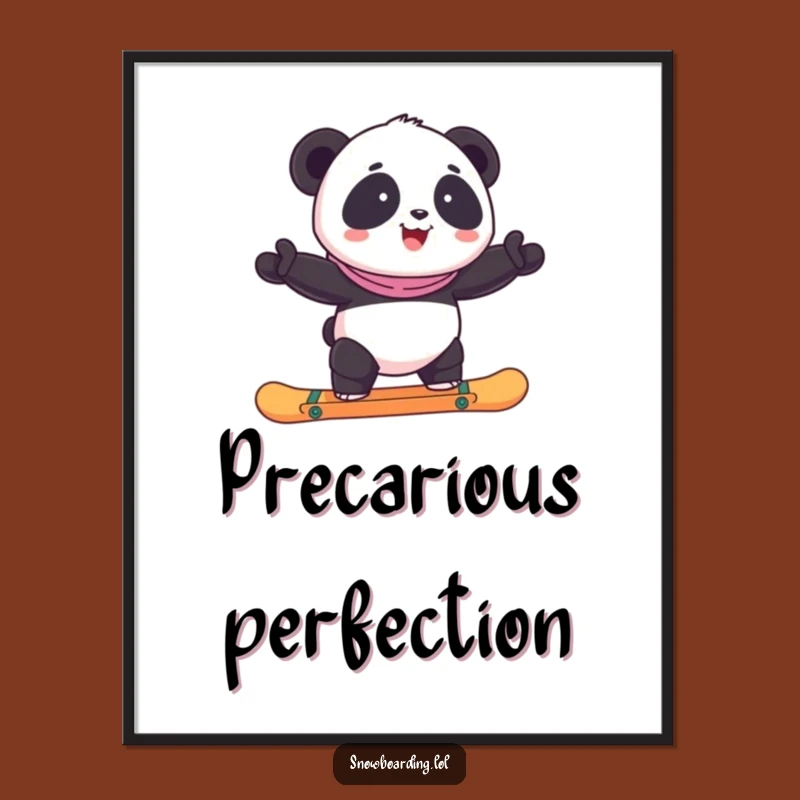 Funny Panda Snowboard Digital Art: Instant Download of Hilarious Panda Art