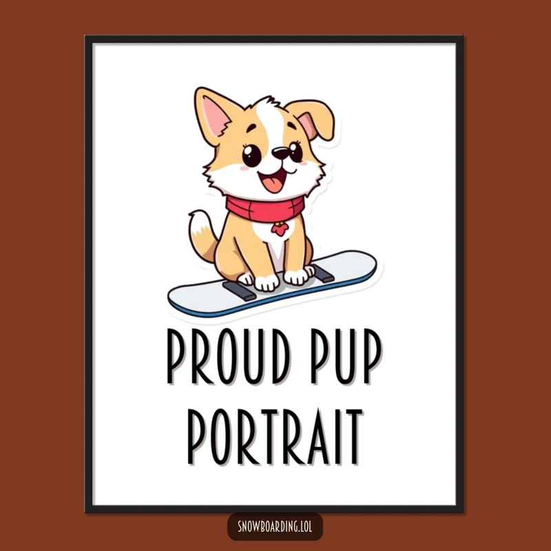 Funny Dog Digital Art, High-Quality Proud Snowboarder Print for Instant Joy