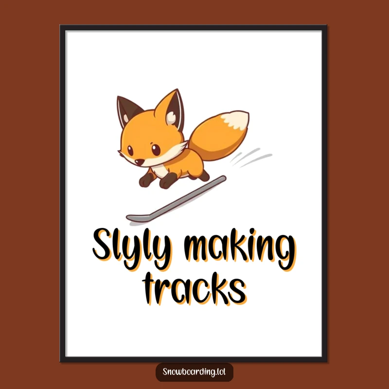 Funny Determined Fox Snowboard Digital Print: Instant Sleek Decor & Perfect Gift!