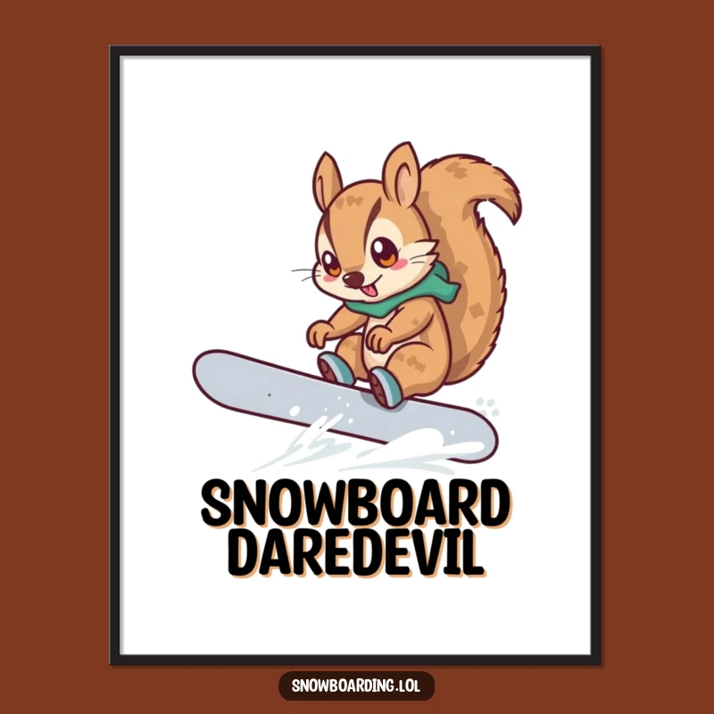 Funny Squirrel Snowboarder Digital Art: Instant Extreme Decor, Hilarious Gift
