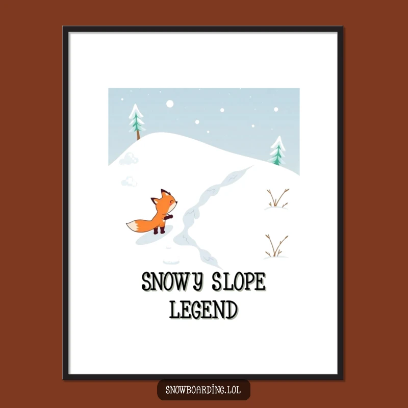 Funny Determined Fox Snowy Hill Digital Print: Instant Humor for Your Walls!