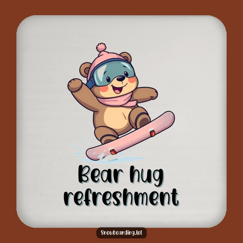 Funny Bear Snowboarding Coaster: Protect Surfaces with Grinning Style