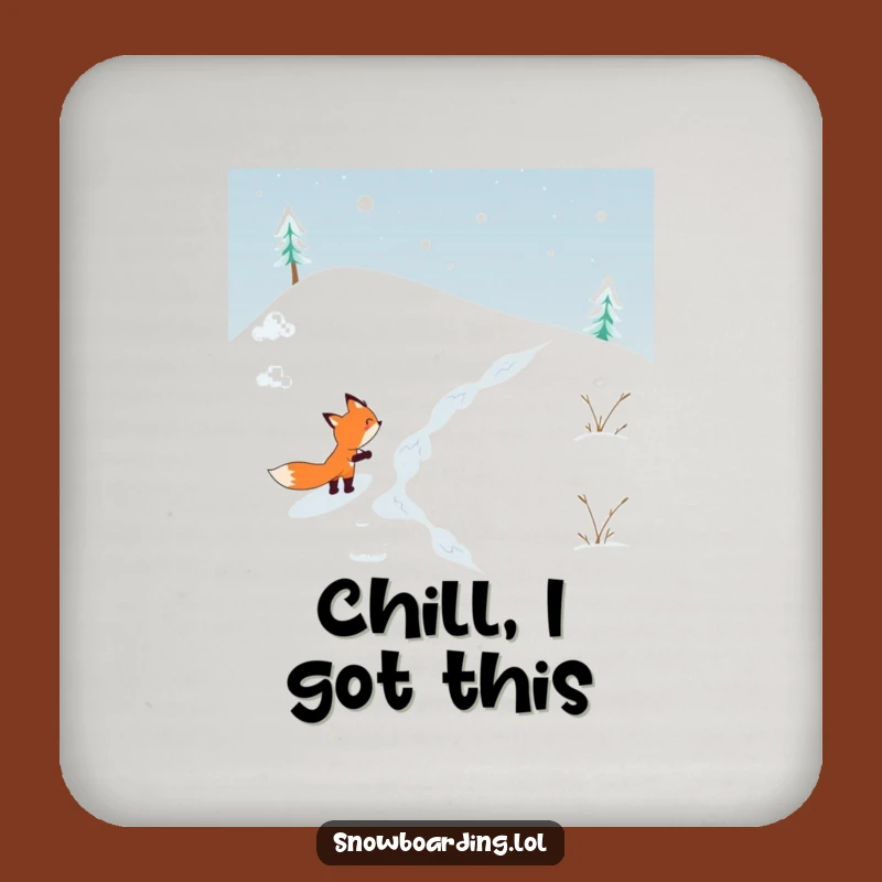 Funny Determined Fox Drink Coaster: Protect Surfaces with Snowy Hill Charm!