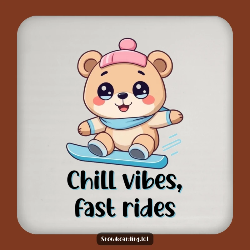 Funny Drink Coasters: Bear Snowboarding Joy - Protect Surfaces with Humor