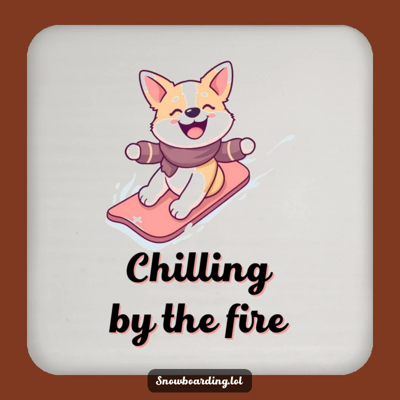 Funny Snowboarding Dog Coaster Set: Protect Surfaces with Winter Fun