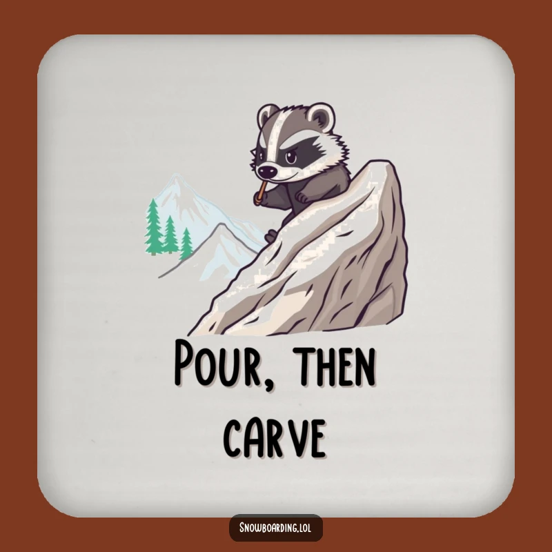 Funny Brave Badger Snowboard Coasters (Set of 4): Protect Surfaces with Hilarious Gifts!