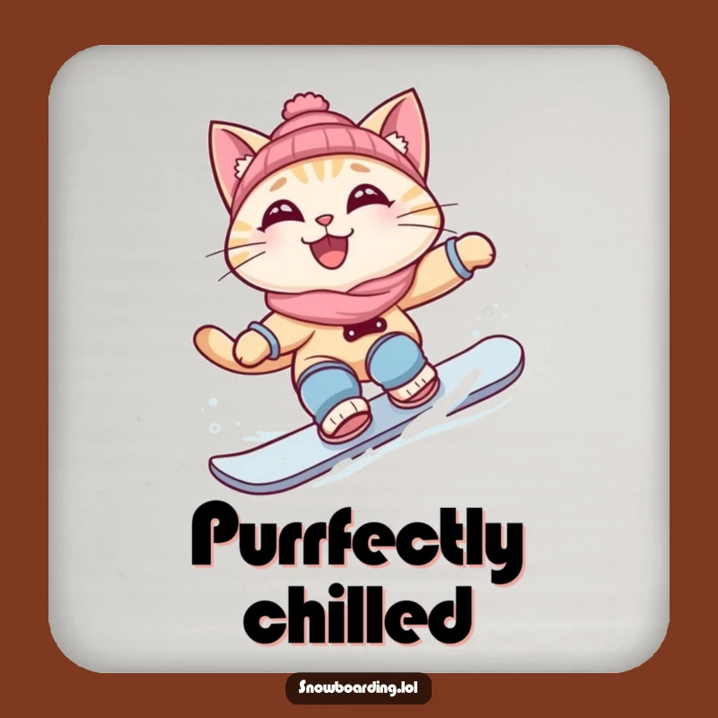 Funny Cat Coaster: Protect Drinks with Snowboard Style Gift