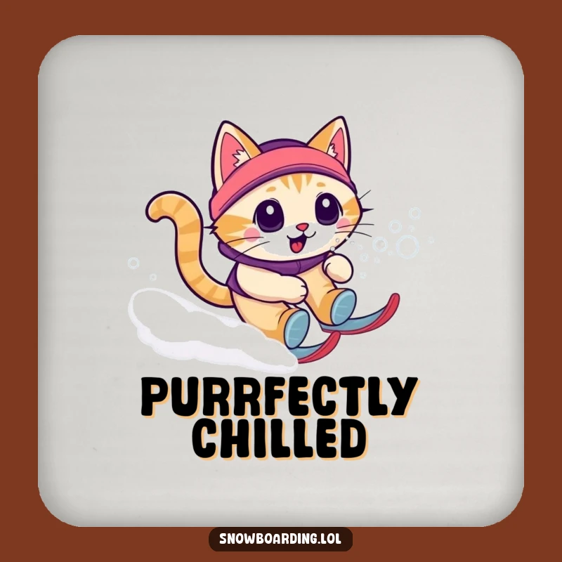 Funny Cat Snow Zoomie Drink Coaster - Protect Surfaces with Feline Fun