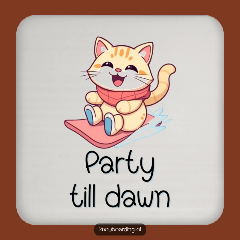Funny Cat Snowboarder Coaster: Feline Surface Protection for a Perfect Gift
