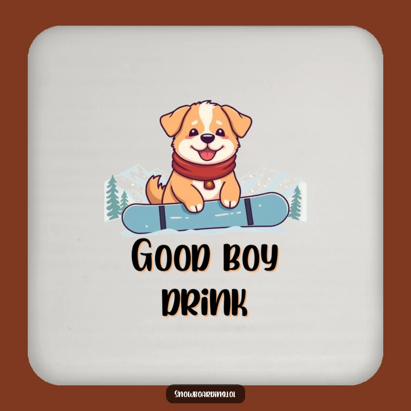 Funny Content Dog Snowboarder Coasters: Protect Surfaces with Canine Calm
