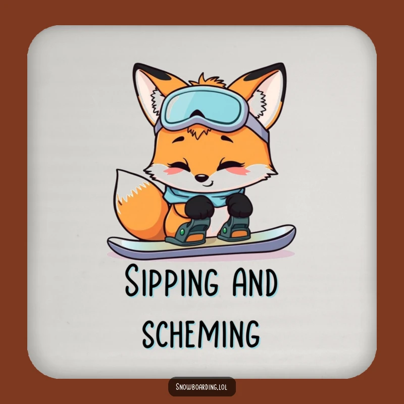 Funny Curious Fox Snowboard Coasters: Protect Surfaces with Clever Humor