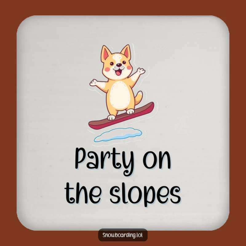 Funny Dancing Dog Snowboard Drink Coaster: Protect Surfaces with Pawsome Style