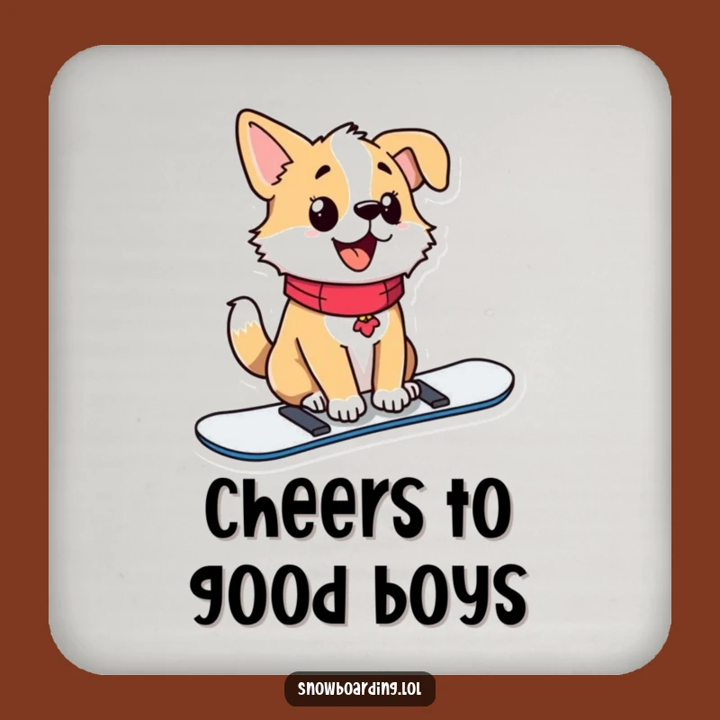 Funny Dog Drink Coaster, Proud Snowboarder Protector for Tables