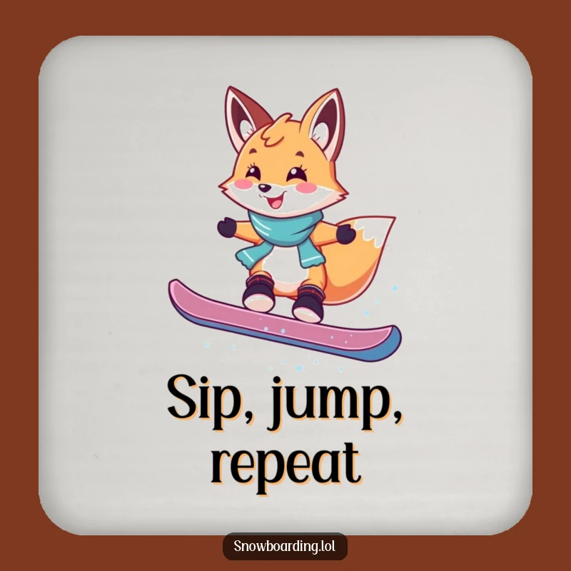Funny Drink Coasters: Fox Snowboarding Jumps - Protect Surfaces with Fun
