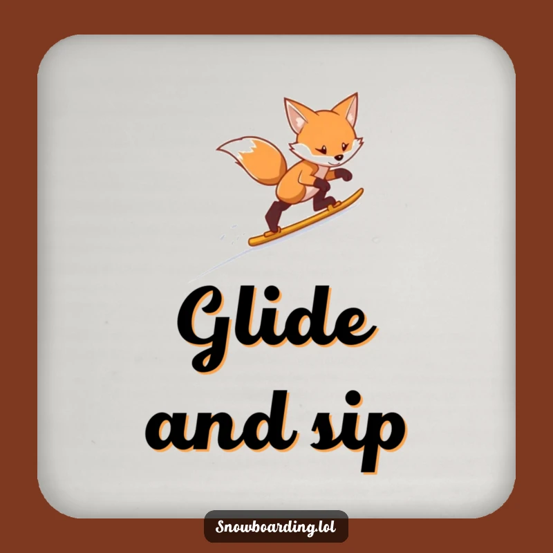 Funny Fox Skiing Drink Coaster: Protect Surfaces with Hilarious Determination