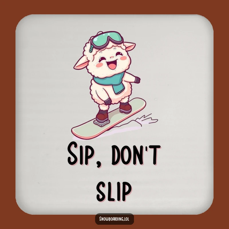 Funny Giggling Sheep Snowboard Drink Coaster: Protect Surfaces with Hilarious Style