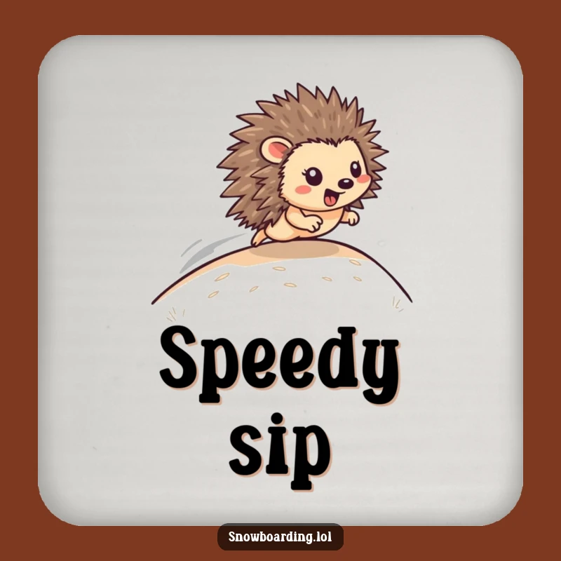 Funny Hedgehog Hill Racer Drink Coaster Set: Speedy Protection, Clever Funny Gift!