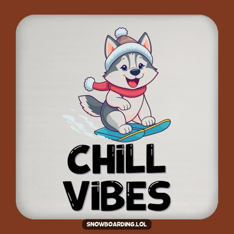 Funny Husky Snowboarder Coaster: Cheerful Dog, Protect Surfaces, Winter Fun Gift