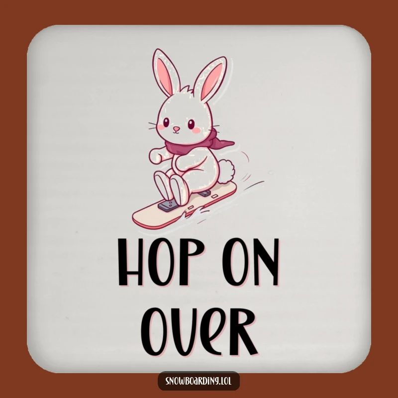 Funny Playful Bunny Snowboard Coasters (Set of 4): Protect Surfaces with Hilarious Gifts!