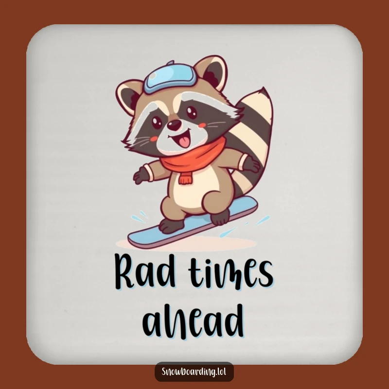 Funny Raccoon Snowboard Coaster - Protect Surfaces with Winter Sports Humor