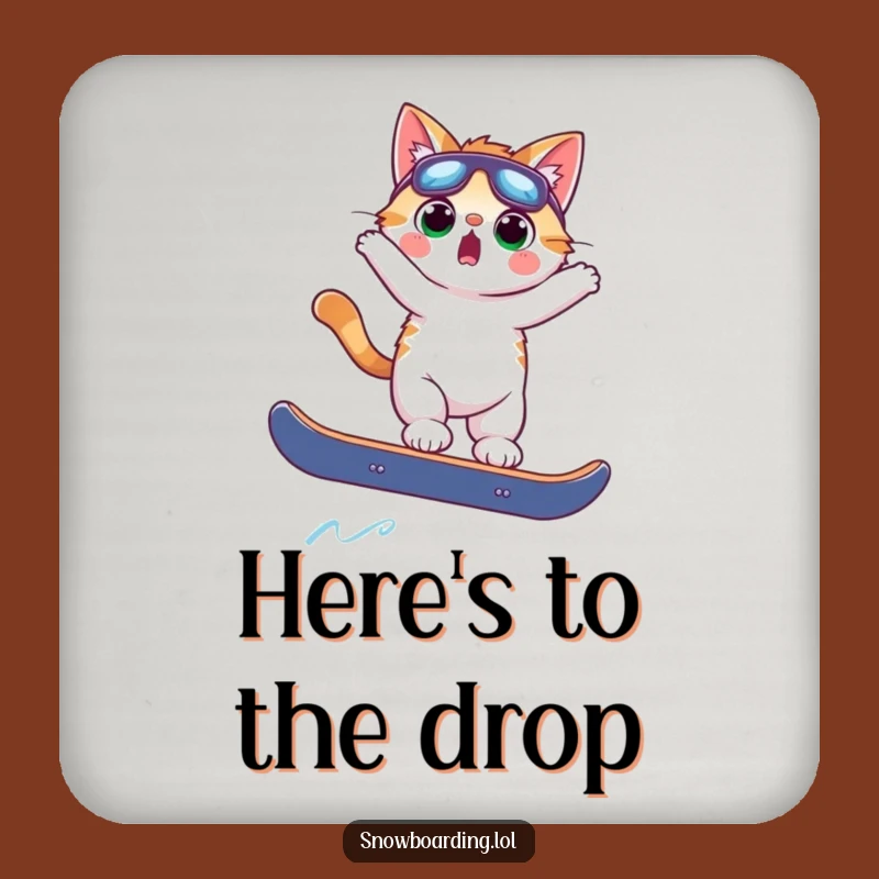 Funny Surprised Cat Snowboard Coasters: Protect Surfaces with Hilarious Style