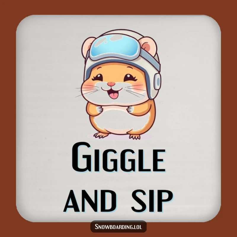 Funny Hamster Snowboarder Drink Coaster Set: Giggling Protection, Clever Funny Gift!