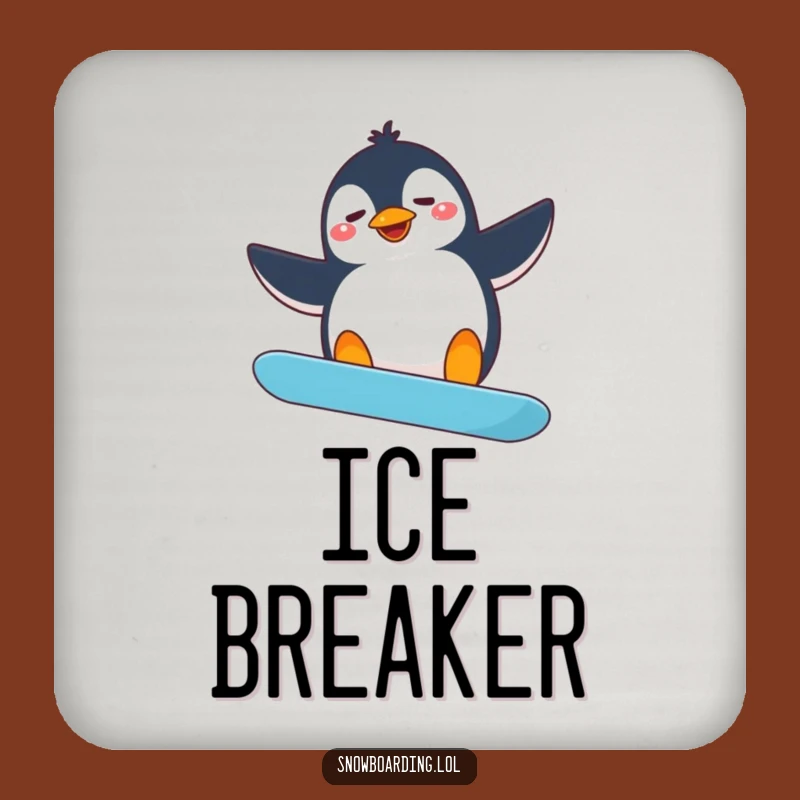 Funny Penguin Snowboarding Coaster: Protect Surfaces with Silly Style