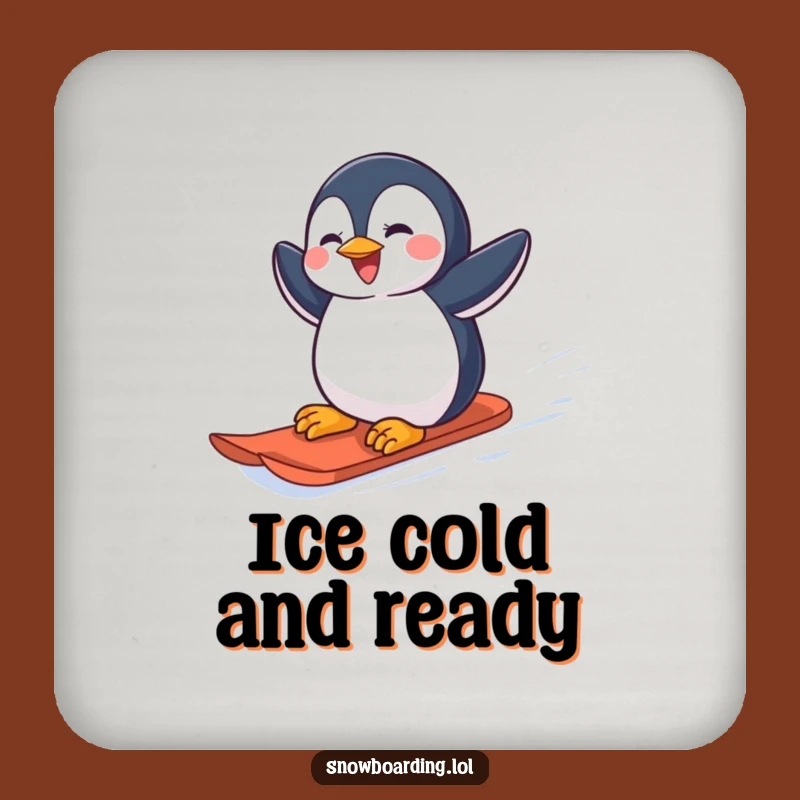 Funny Penguin Snowboarder Coaster: Joyful Surface Protection for a Perfect Gift