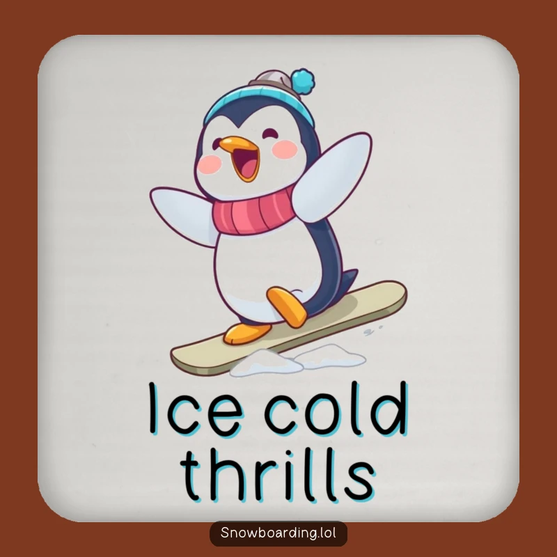 Funny Penguin Snowboarder Coaster: Protect Surfaces with a Wobbly Trick!