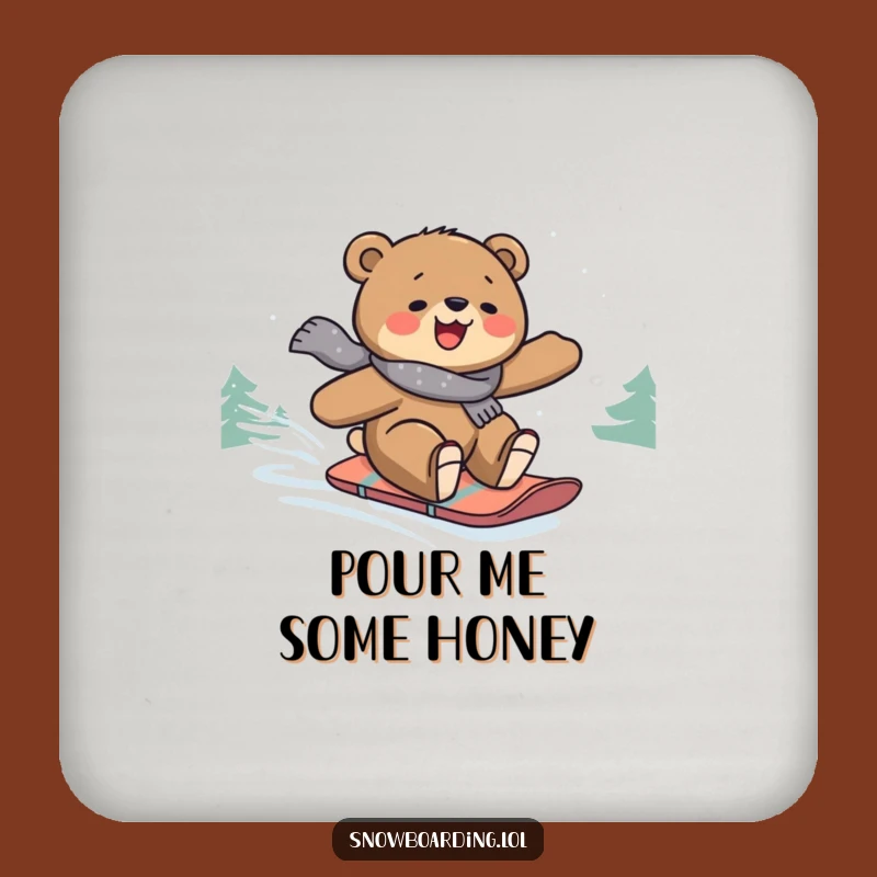 Funny Snowboard Bear Coasters: Protect Surfaces with Winter Laughs