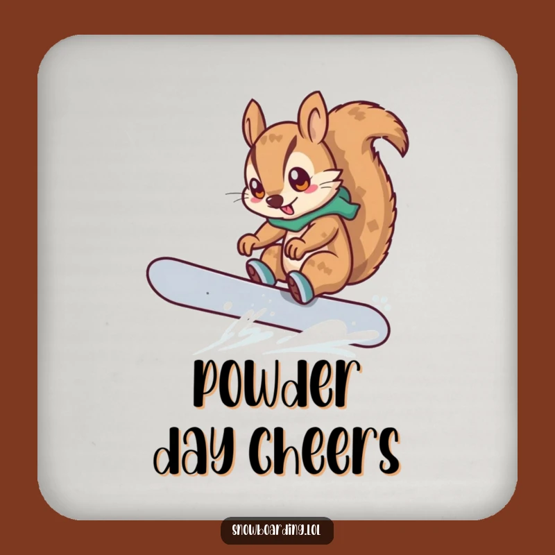 Funny Squirrel Snowboarder Coaster: Protect Surfaces with Grit, Winter Gift