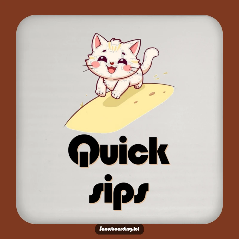 Funny Cat Speeding Drink Coaster, Fast Feline Table Protector, Hilarious Decor